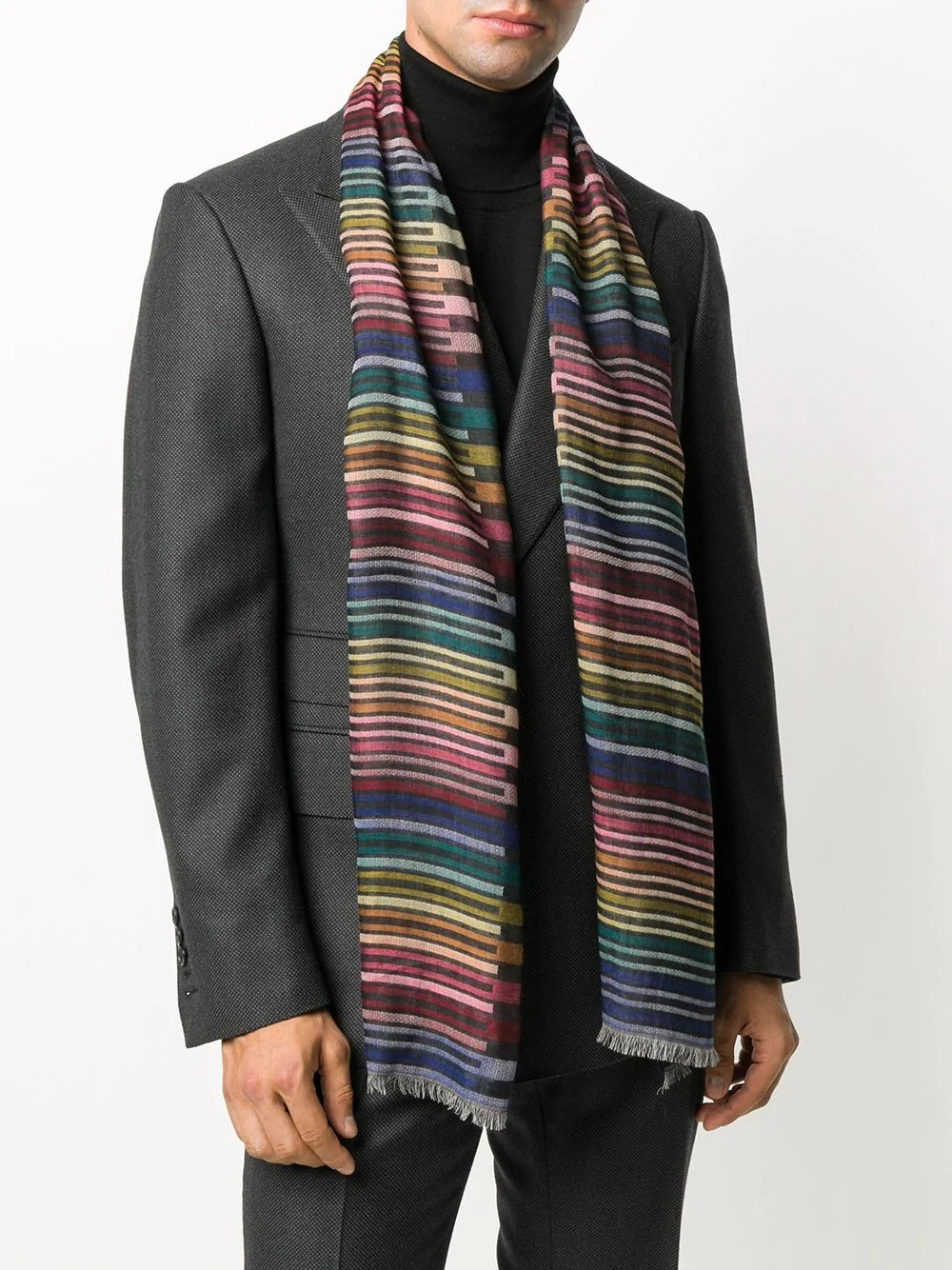 stripe print scarf - 2