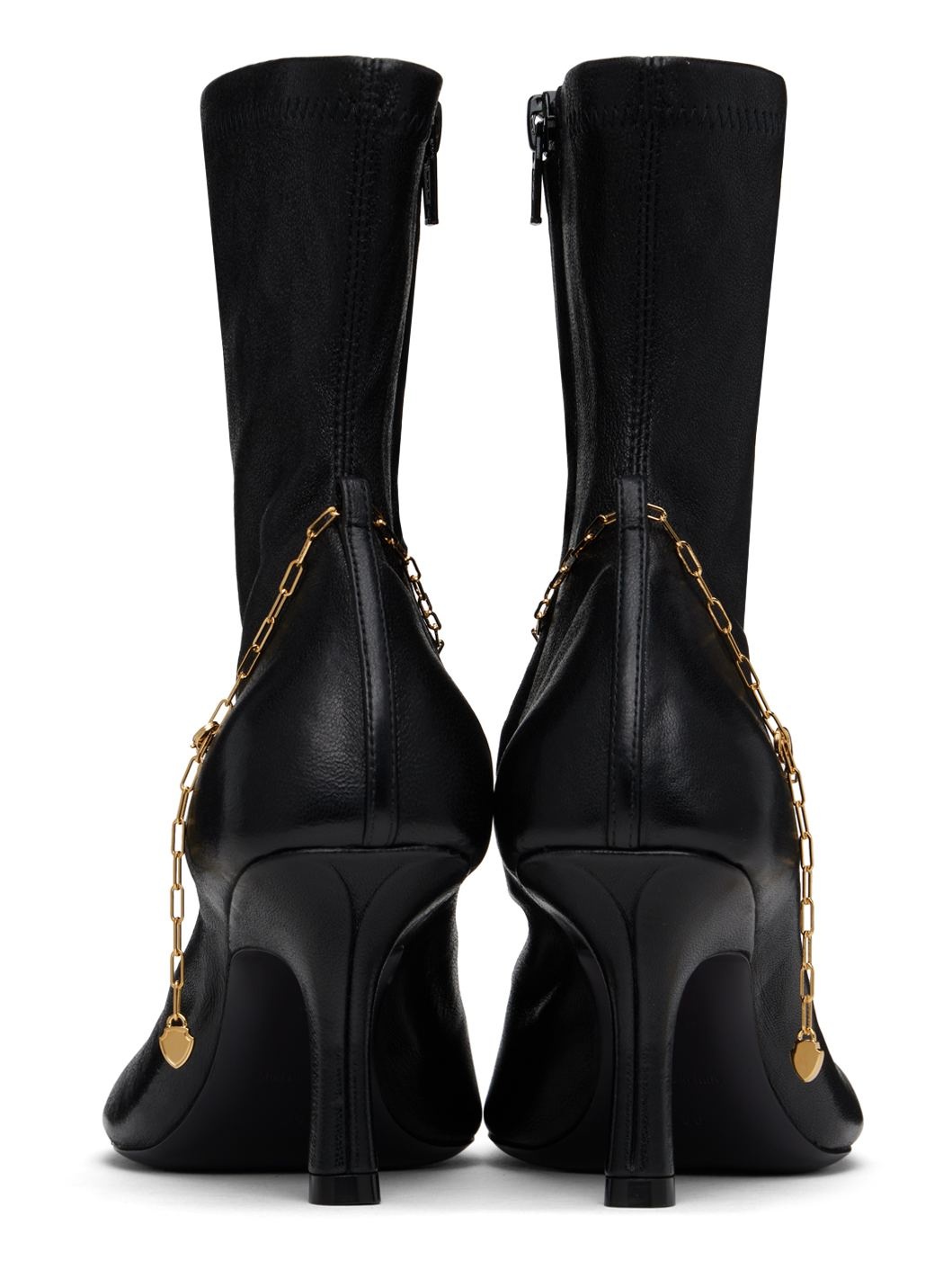 Black Leather Slinky Legging Low Boots - 2