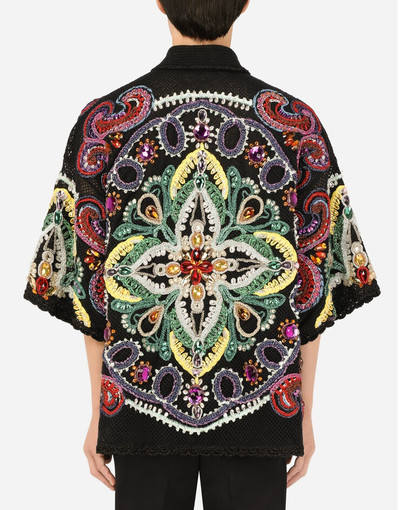 Dolce & Gabbana Short-sleeved polo-shirt with embroidery and crystals outlook