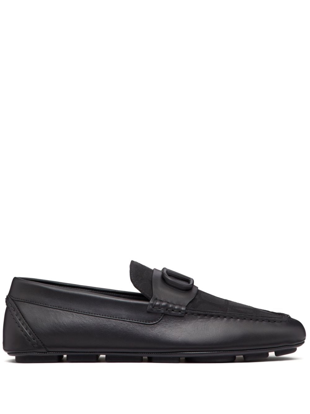 Valentino Garavani logo-debossed leather loafers - Black