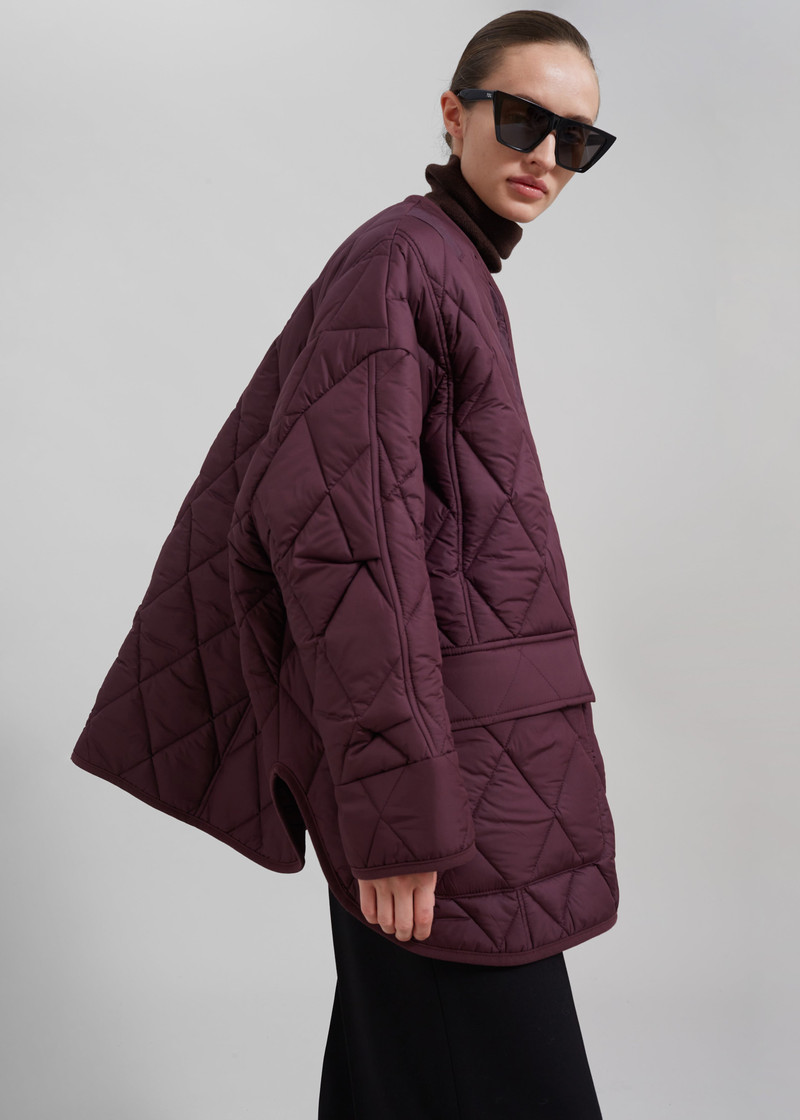 Teddy Quilted Jacket - Burgundy 3