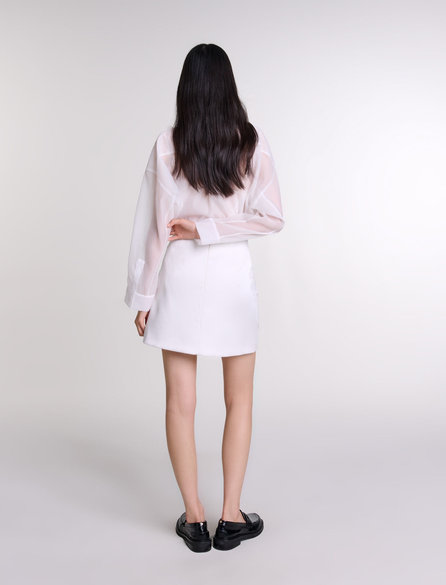 Beaded satin floral skirt - 4