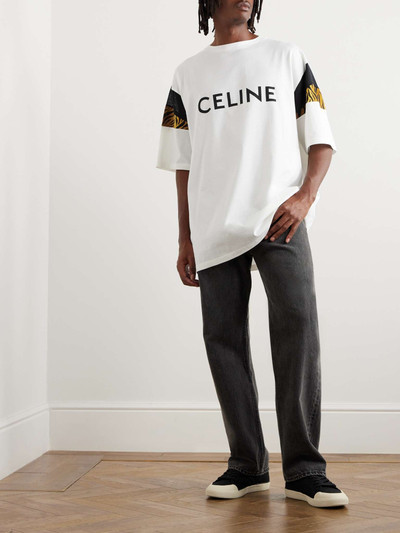 CELINE Logo-Print Mesh-Trimmed Cotton-Jersey T-Shirt outlook