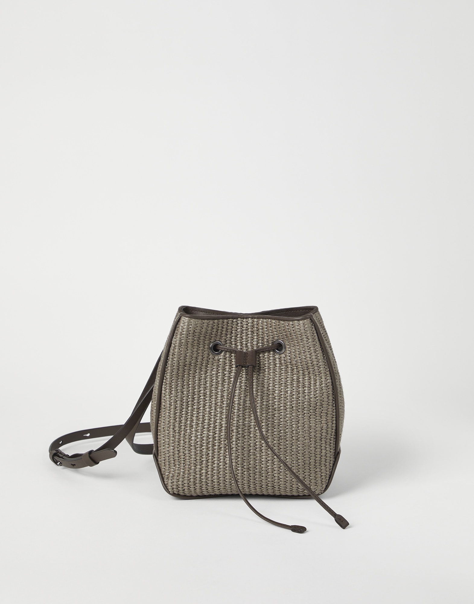 Techno raffia bucket bag with monili - 1