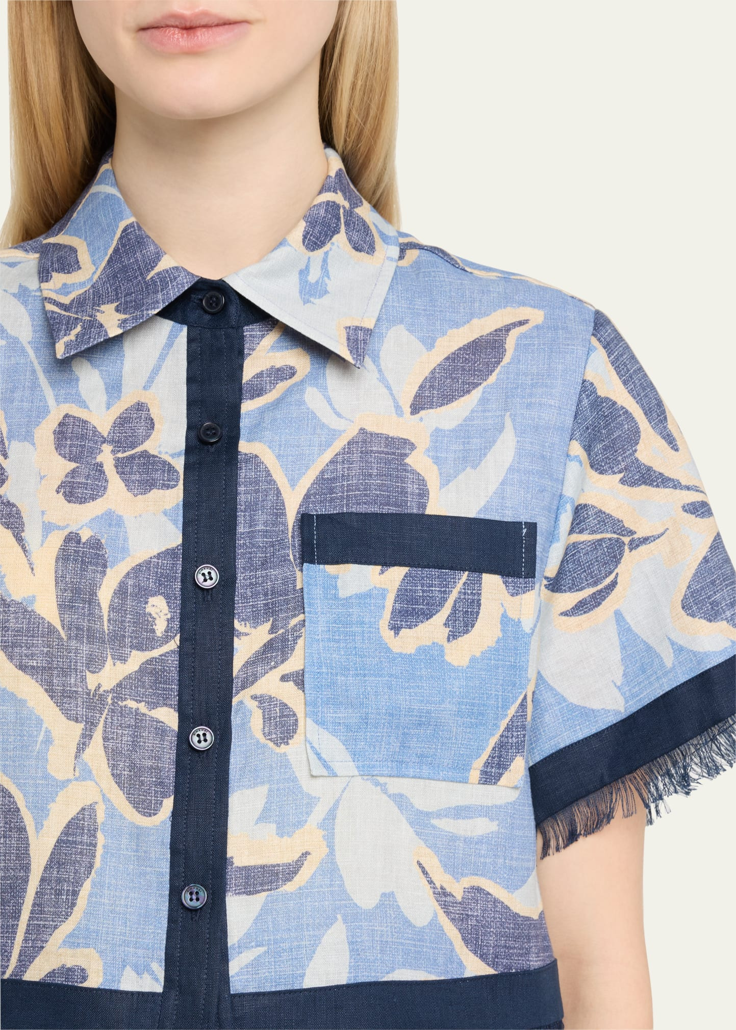 Topanga SS Shirt Blue Hydrangea Floral - 5