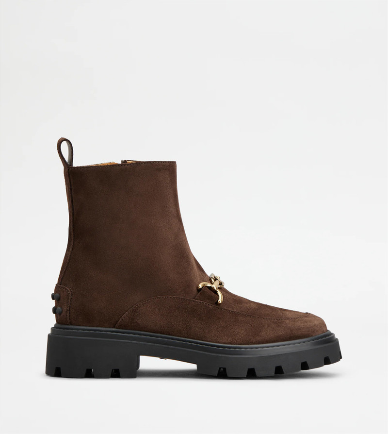 ANKLE BOOTS IN SUEDE - BROWN - 1