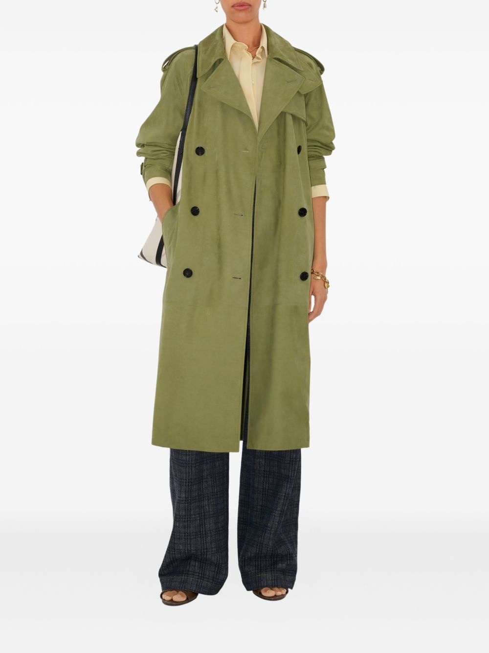 double-breasted belted trench coat - 2