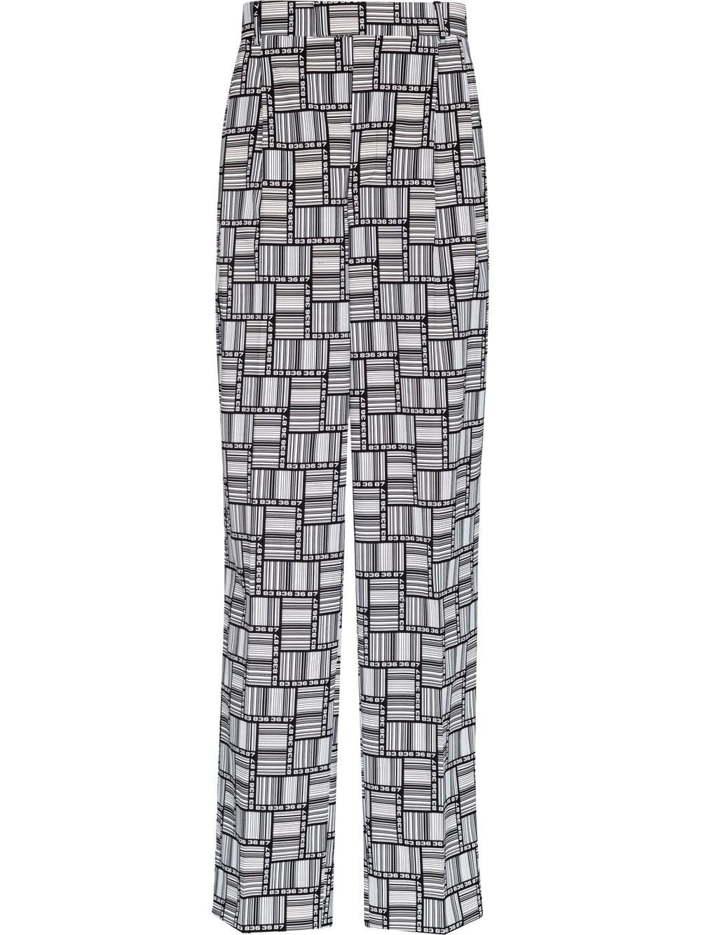 Barcode-print straight-leg trousers - 1