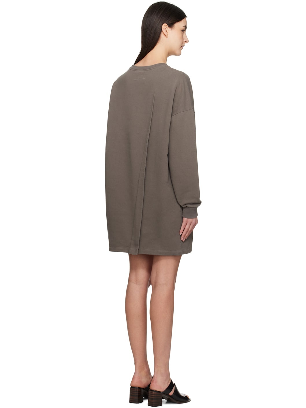 Brown Sweat Jersey Darting Minidress - 3