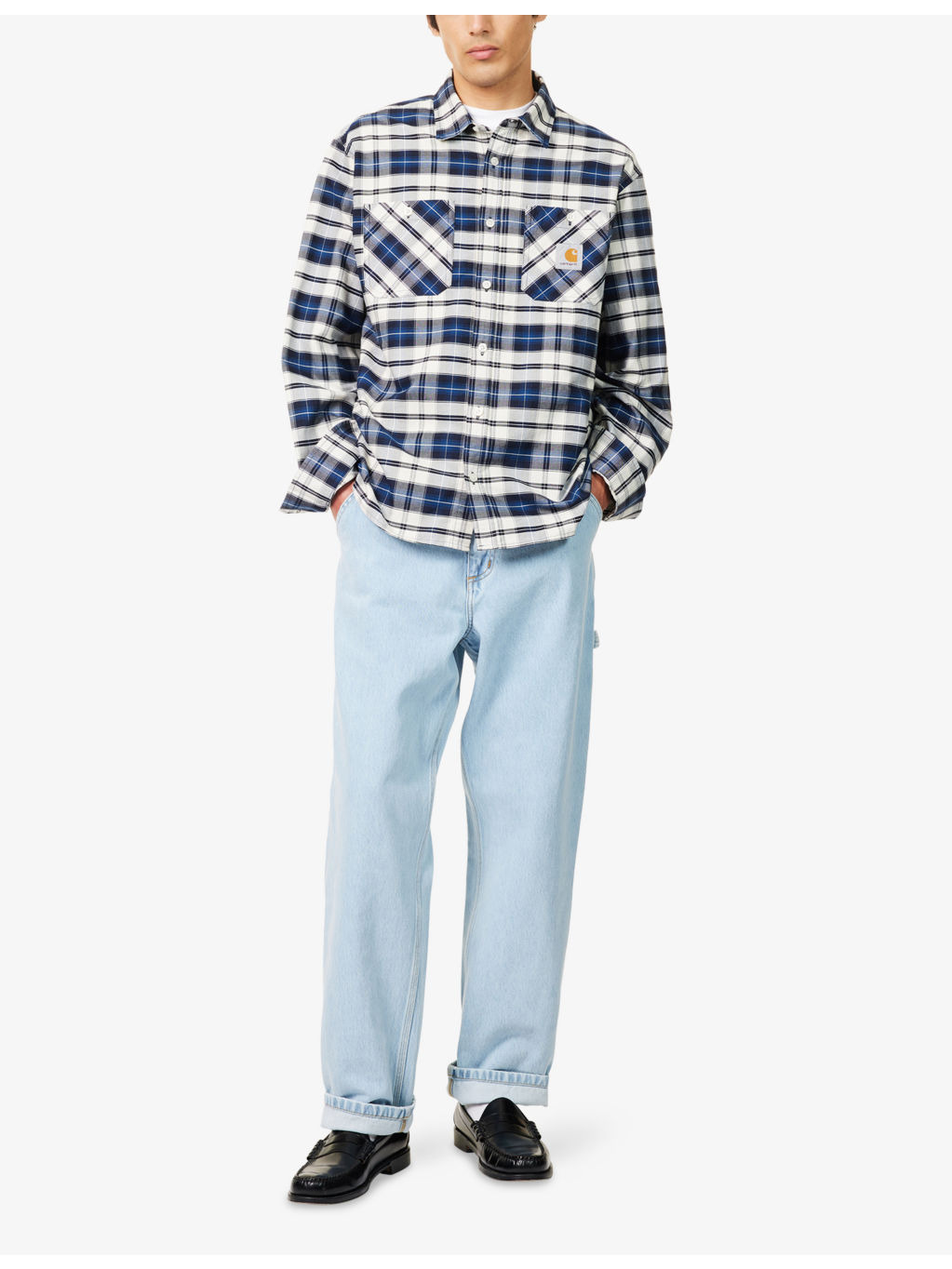 Single Knee Brand-Patch Denim Jeans - 2