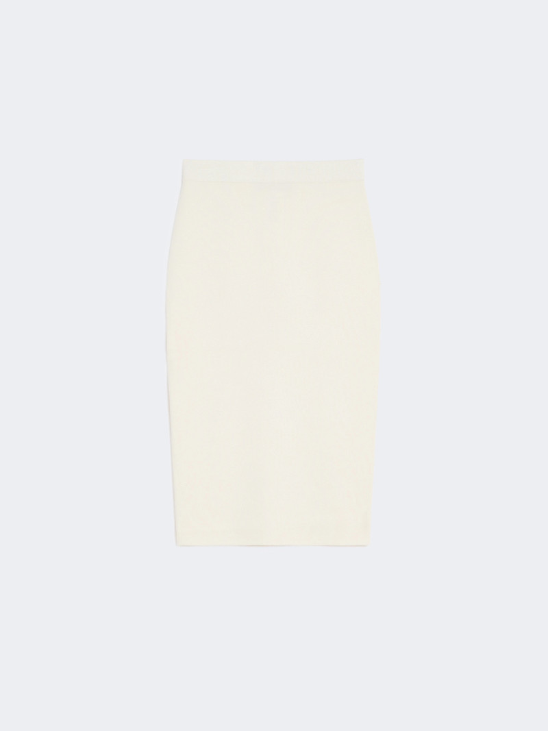 NUVOLE Stretch viscose pencil skirt - WHITE 1