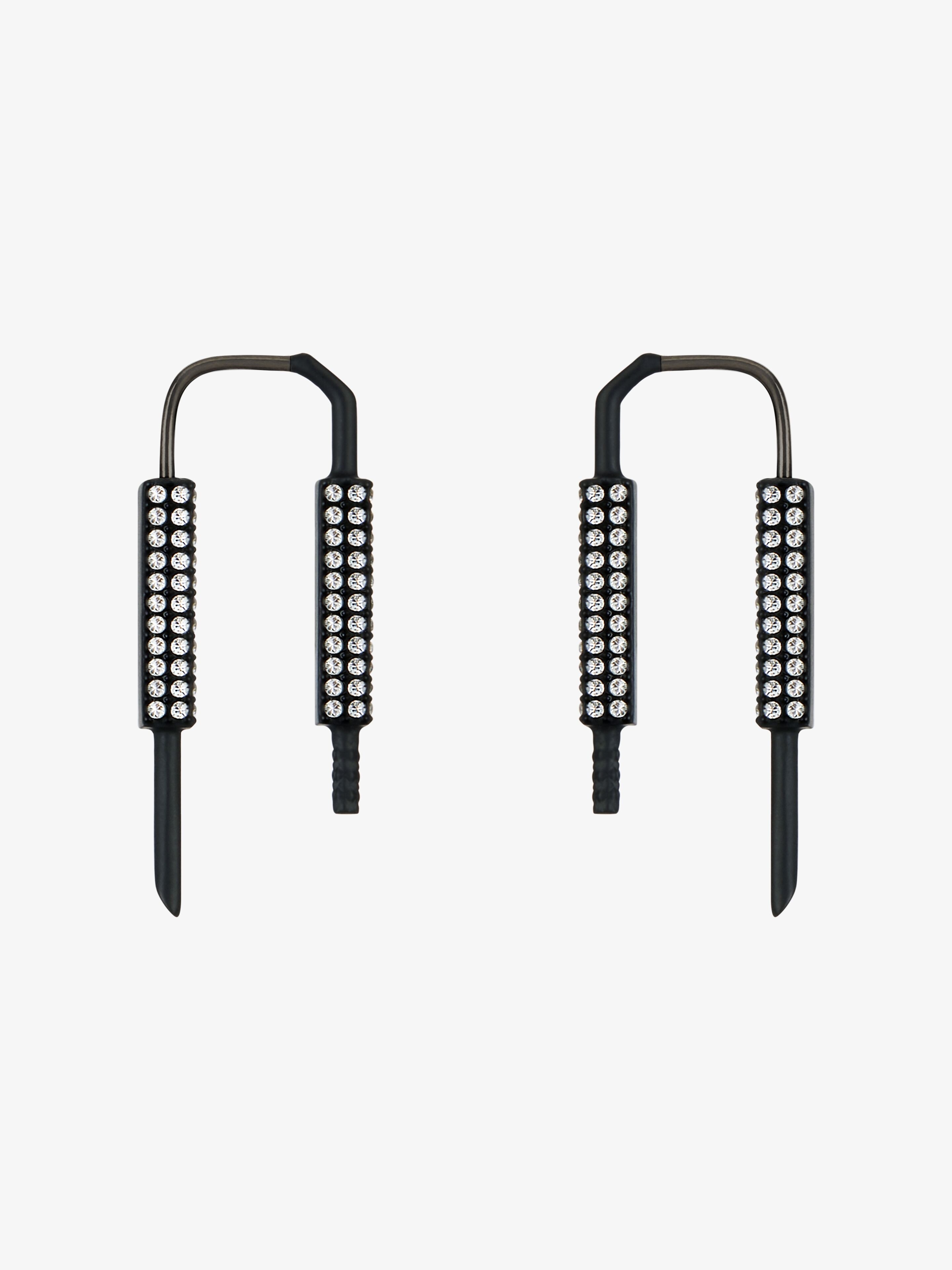 U LOCK BLACK EARRINGS WITH CRYSTALS - 1