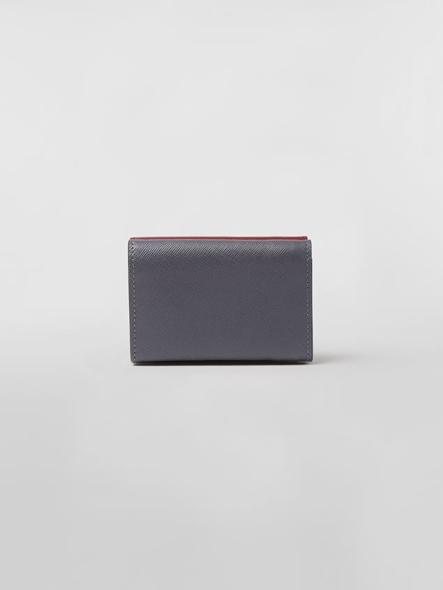TRI-FOLD WALLET IN BLACK RED AND BEIGE SAFFIANO LEATHER - 3