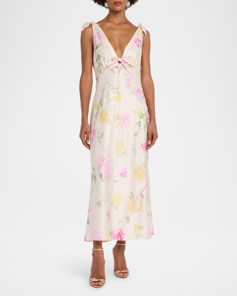 LoveShackFancy Perri Floral Scarf-Tie Maxi Dress outlook
