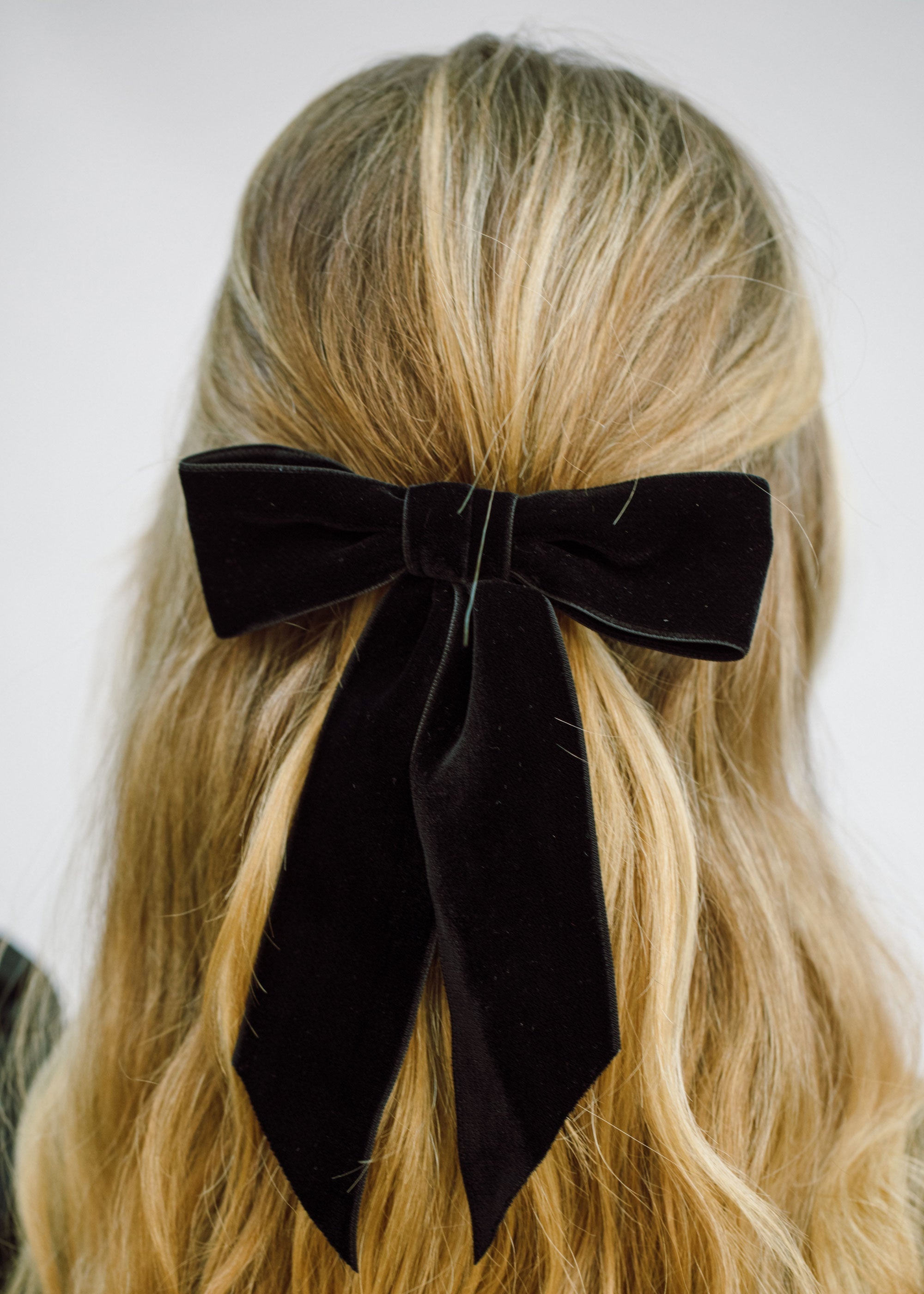 Wide Velvet Bow Barrette - 2