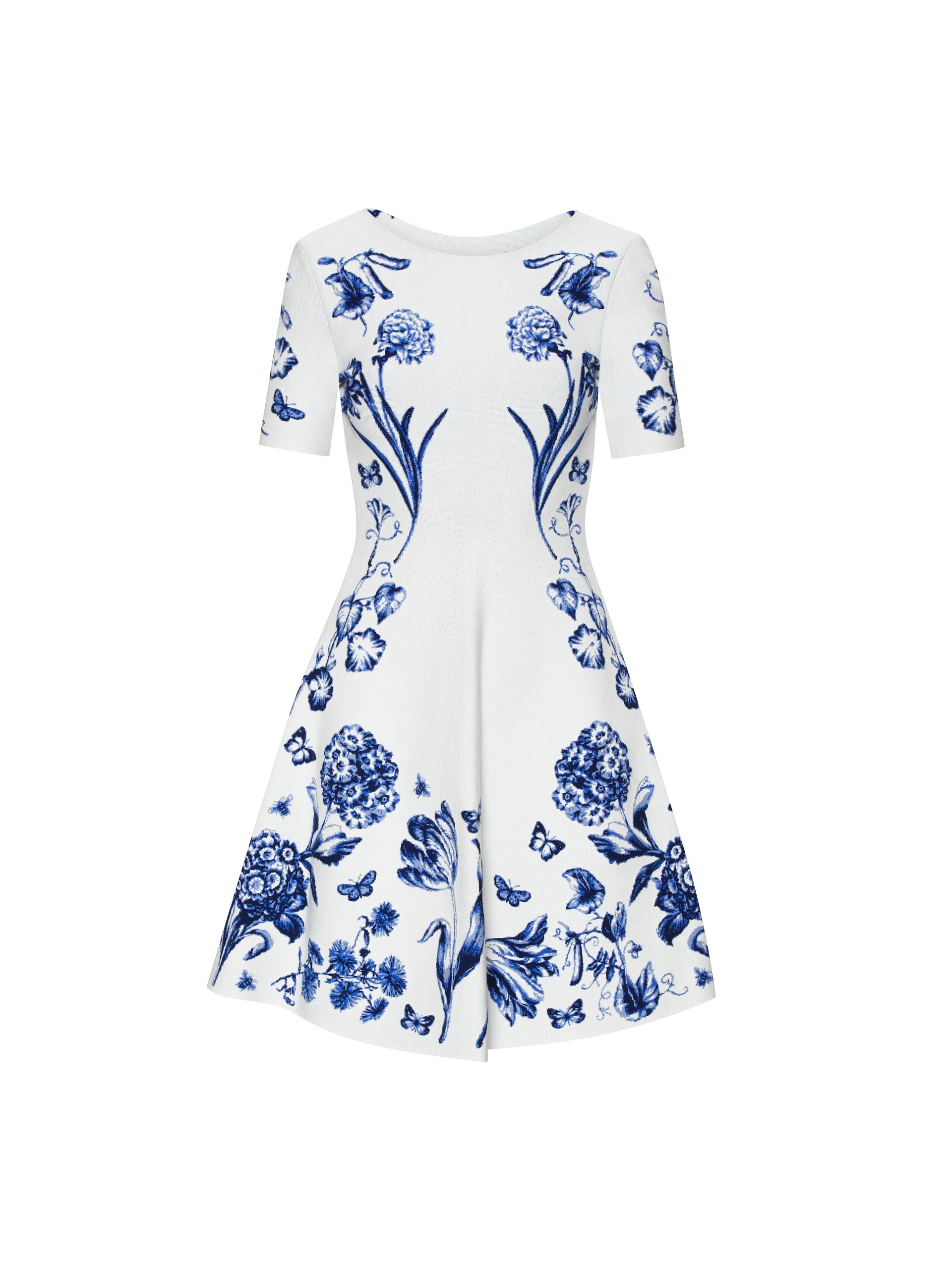 FLORAL TOILE JACQUARD KNIT DRESS - 1