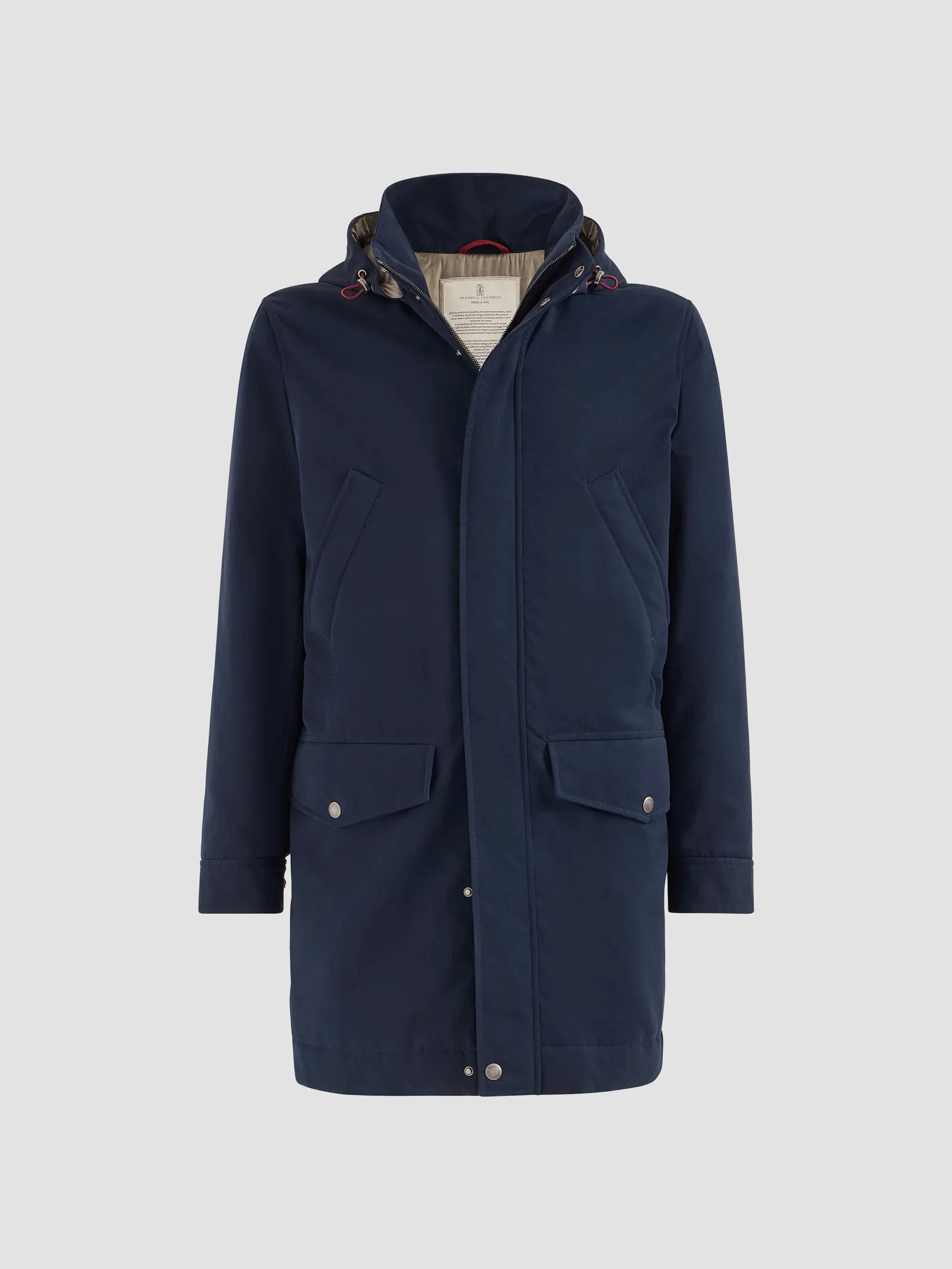 Men's Water-Resistant Microfiber Parka with Thermore Padding - Navy Blue - 1