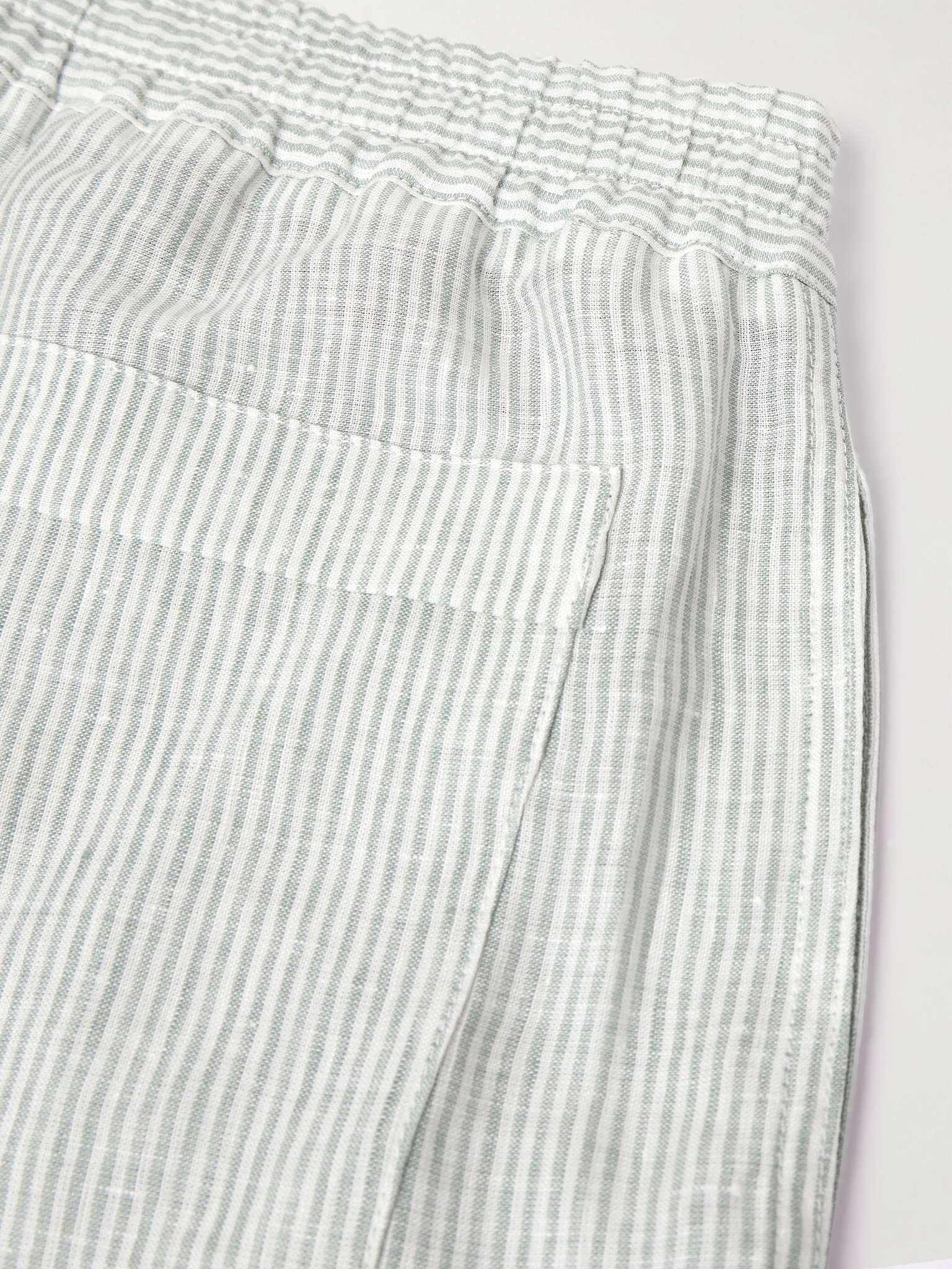 Straight-Leg Striped Linen Drawstring Shorts - 5