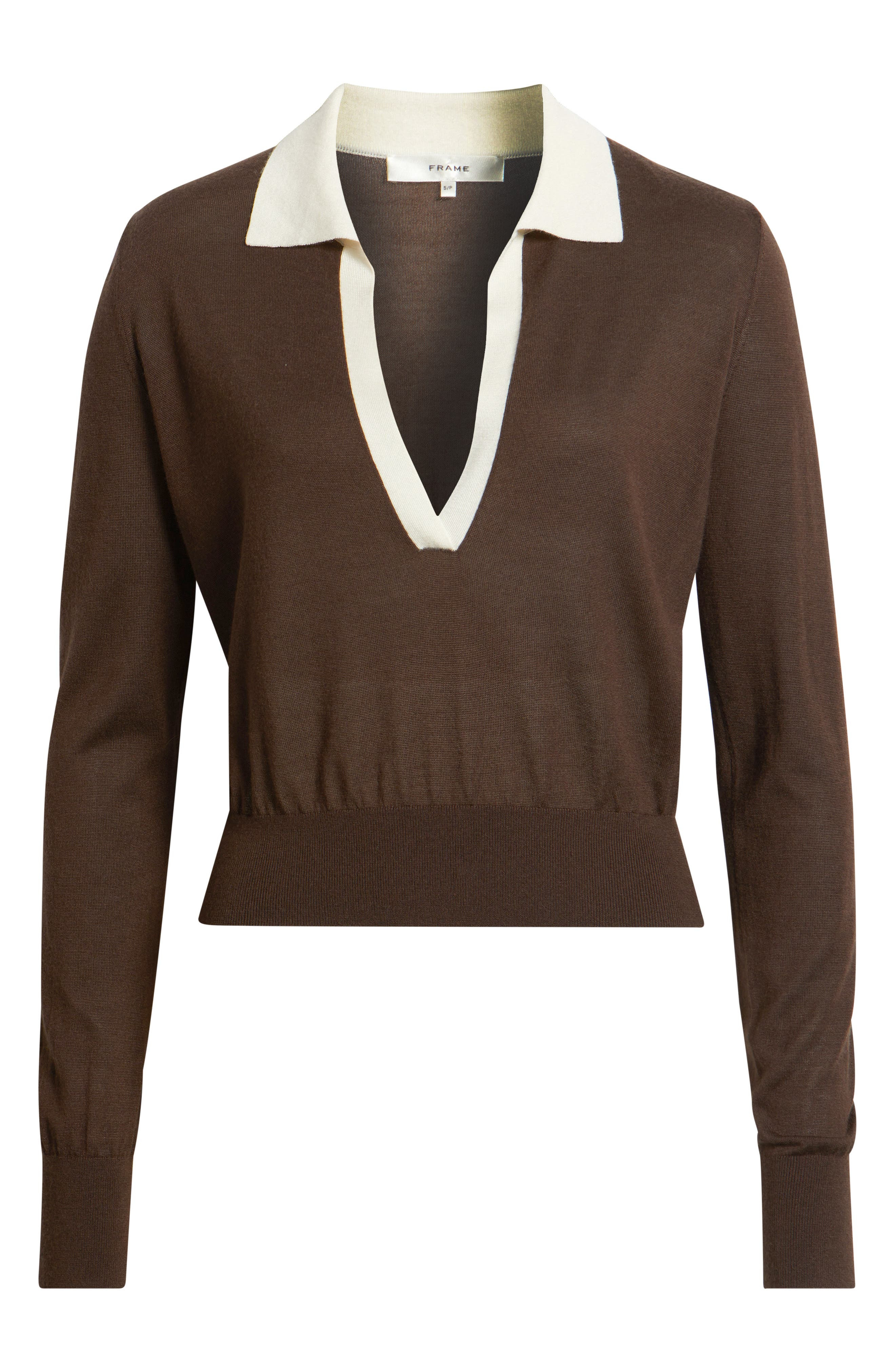 FRAME The Two Tone Cashmere & Silk Blend Polo Sweater in Coffee Multi at Nordstrom - 5