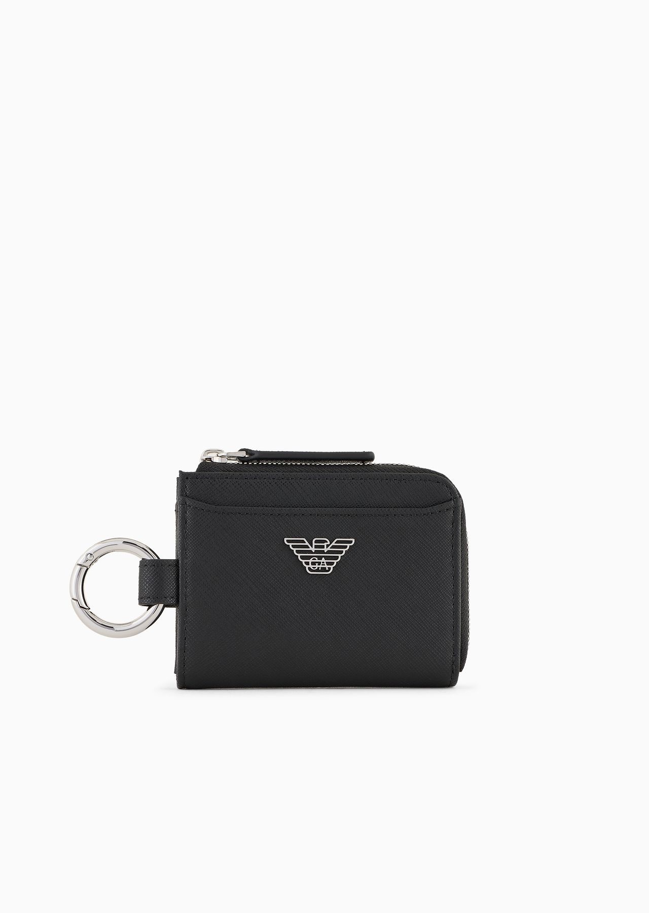 ASV regenerated Saffiano leather compact wallet with eagle plate and snap hook - 1