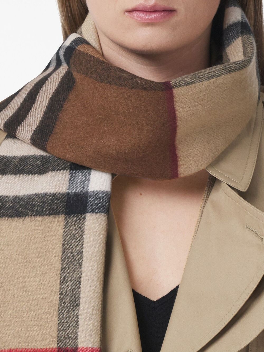 two-tone checked cashmere scarf - 7