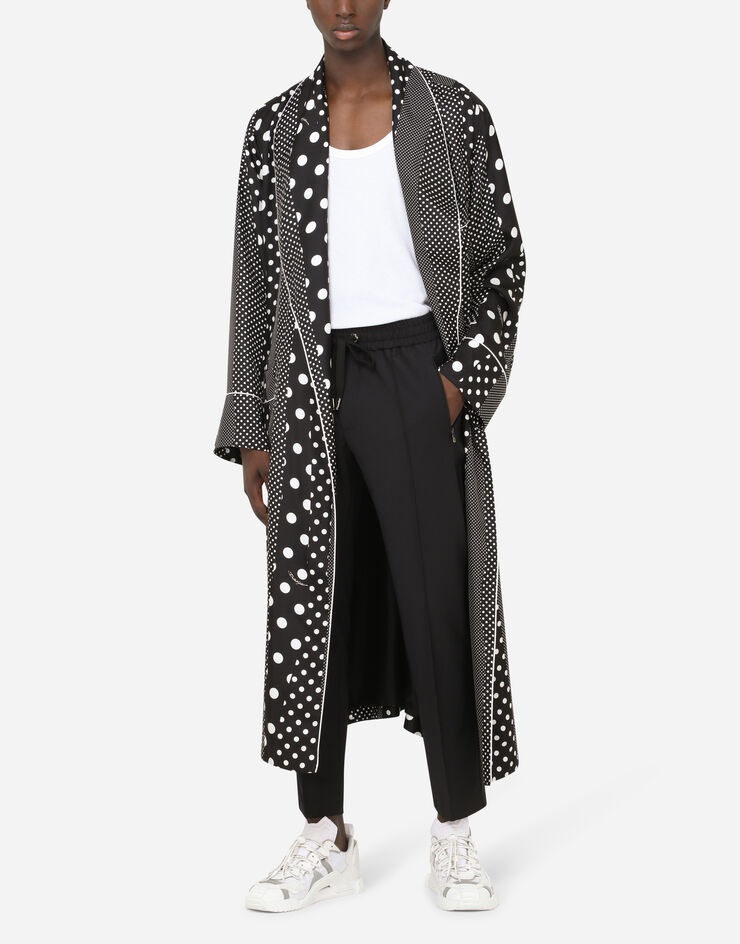 Silk robe with polka-dot print - 7