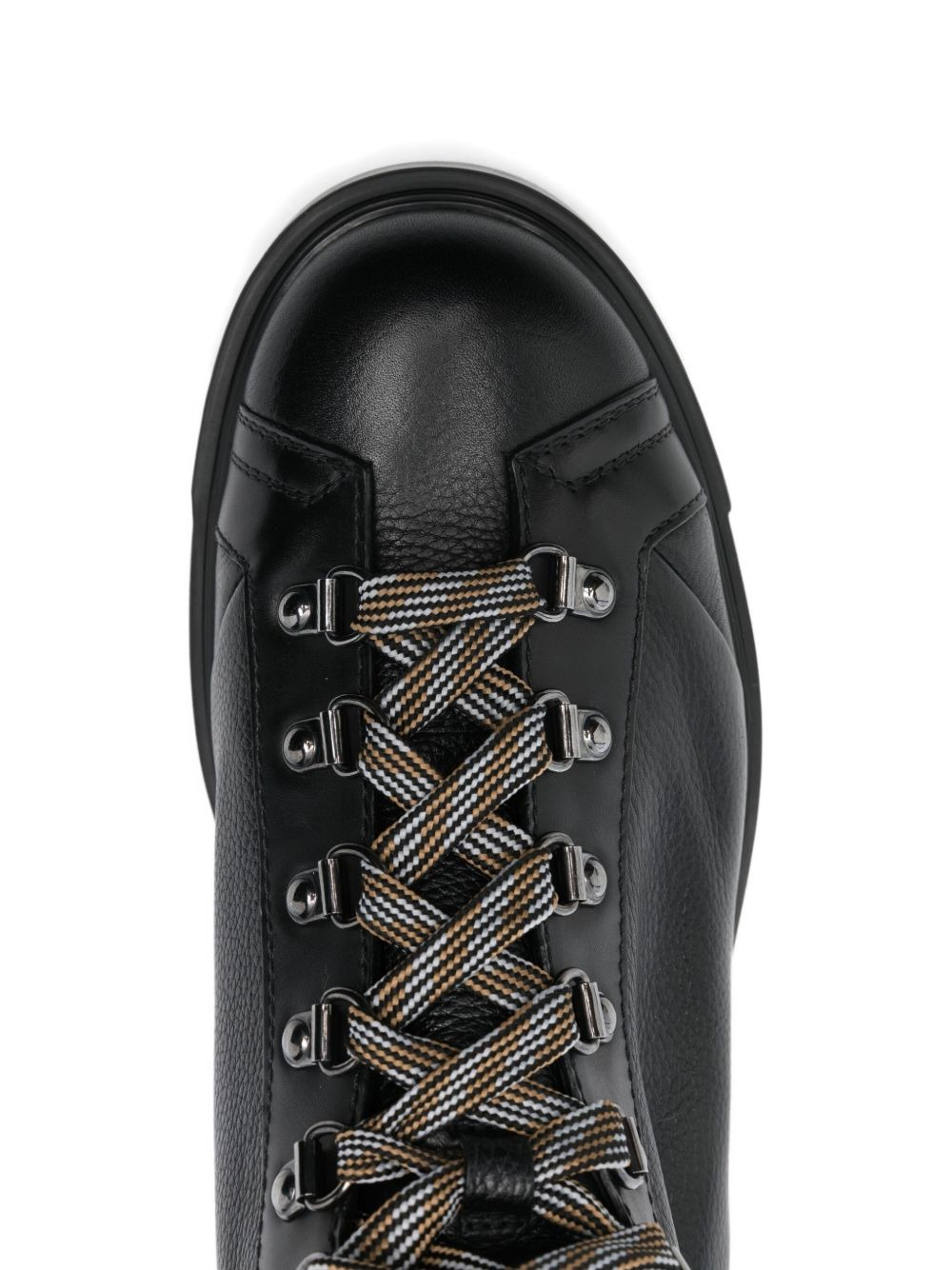 fur-trim lace-up boots - 4