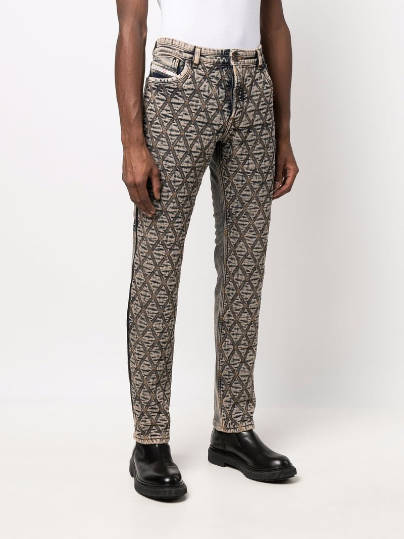 diamond embroidered slim fit jeans 3