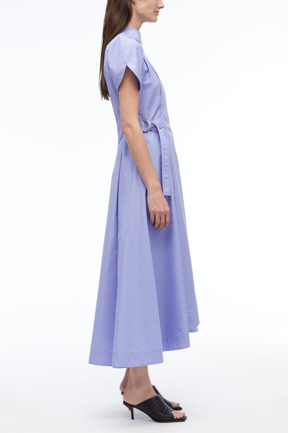 Puff Sleeve Poplin Flare Dress - 3