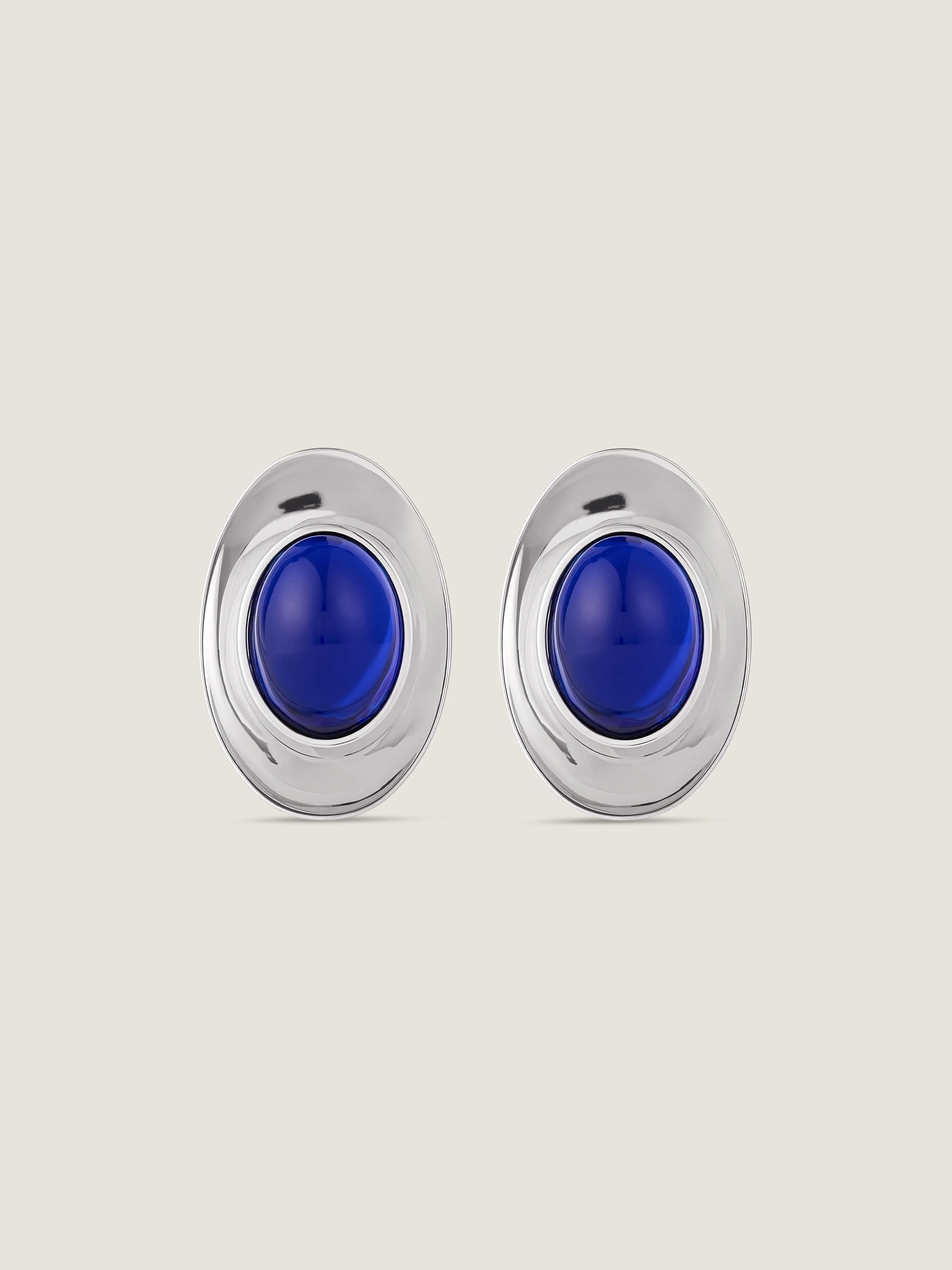 SCULPTED GEM EARRINGS IN METAL AND RESIN - 1