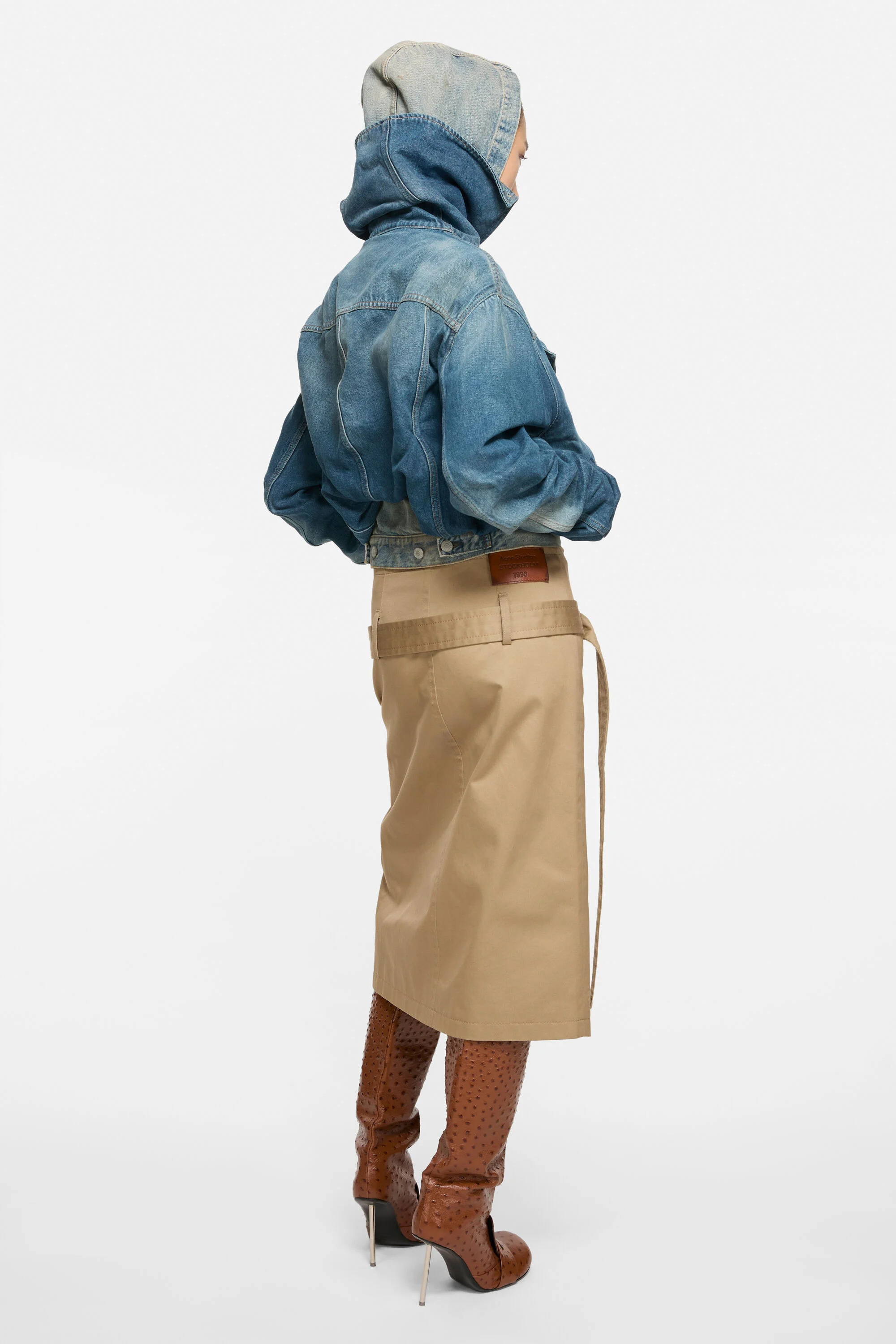Crinkled denim jacket - Mid Blue - 3