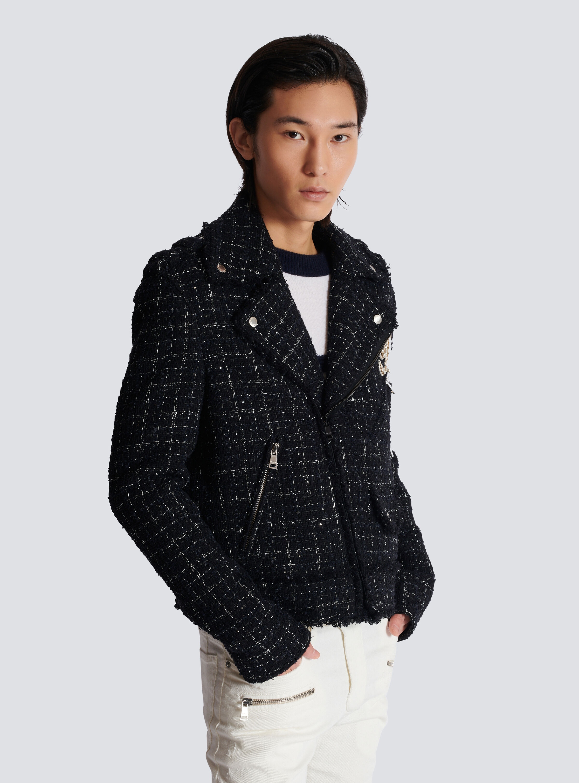 PB signature tweed biker jacket - 6