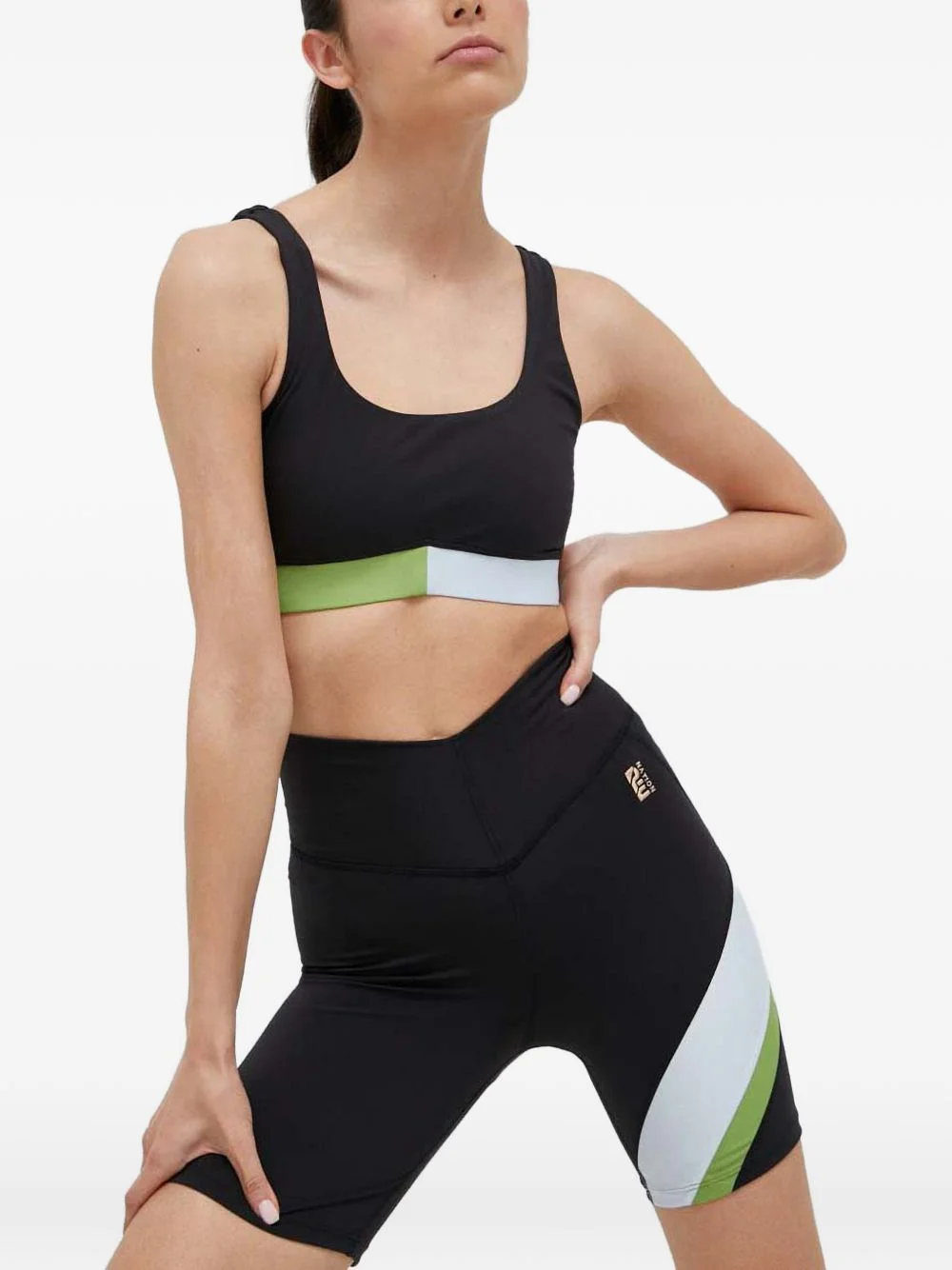 colourblock logo-embroidered sports bra - 1