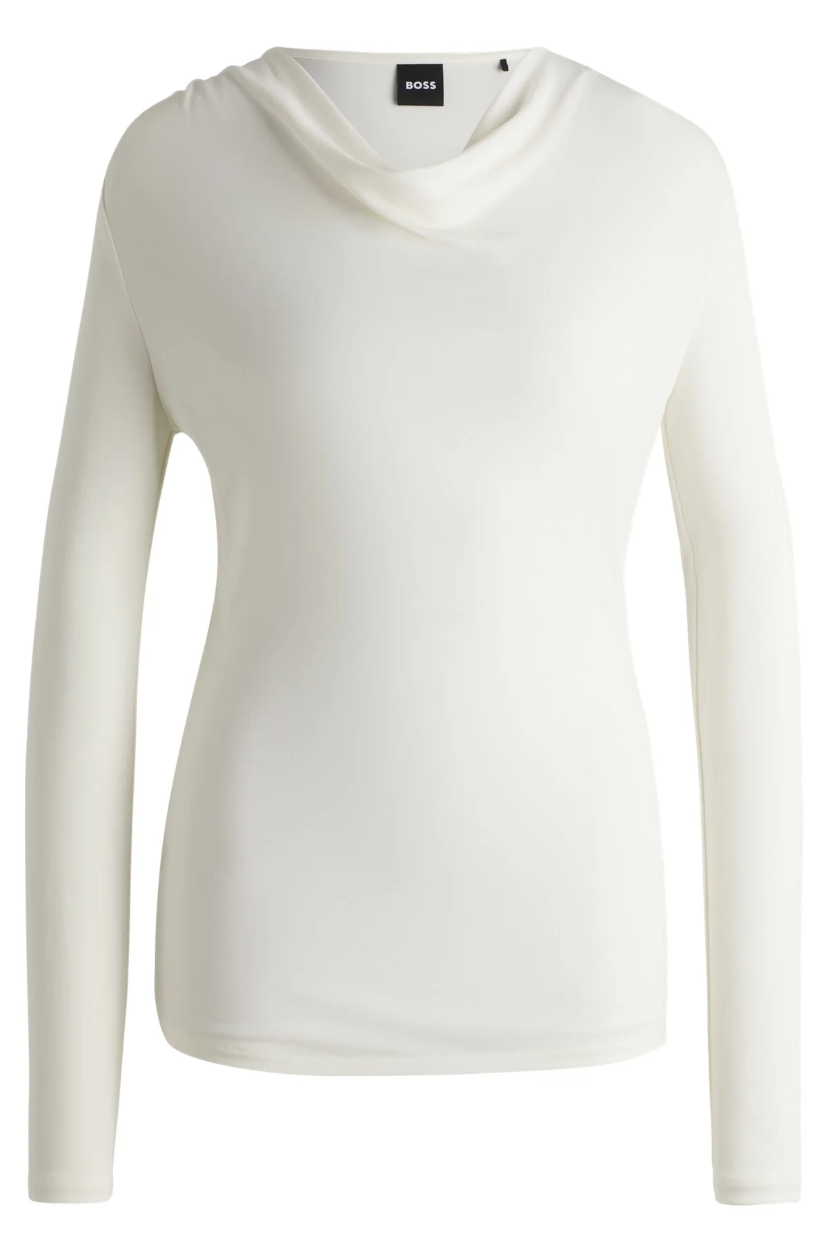 LONG-SLEEVED TOP IN STRETCH CREPE WITH COWL NECKLINE - 1