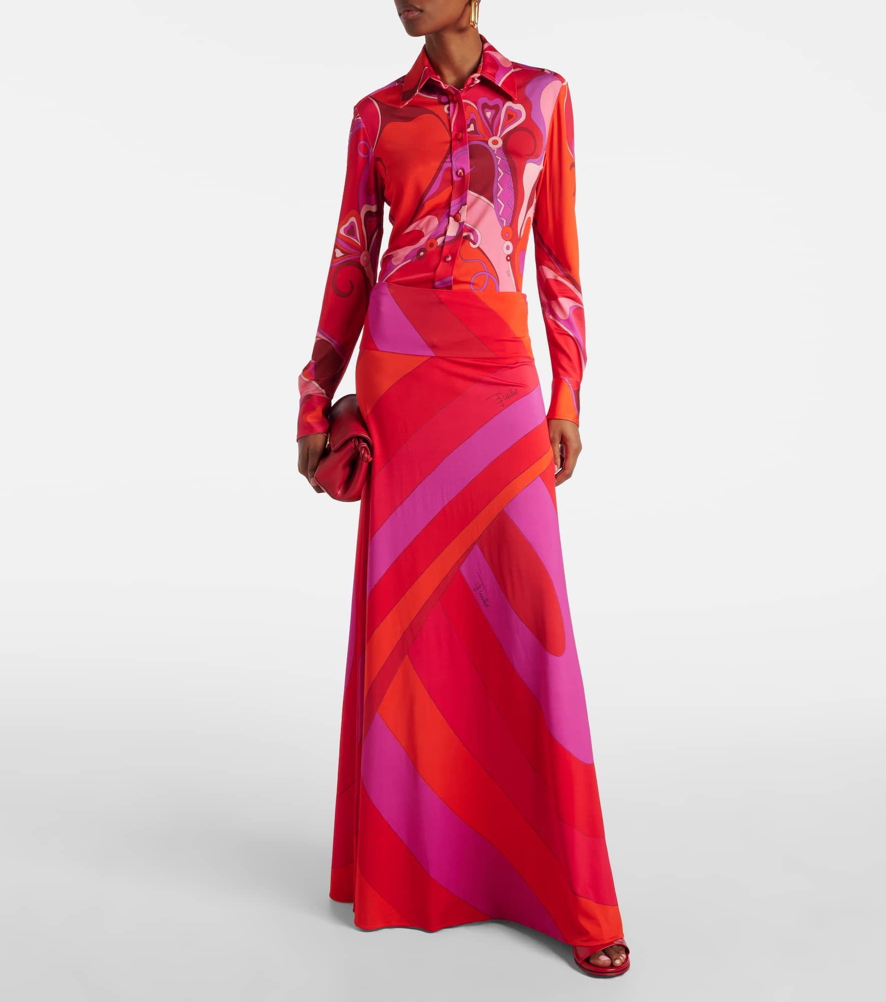 Orchidee jersey satin shirt - 2