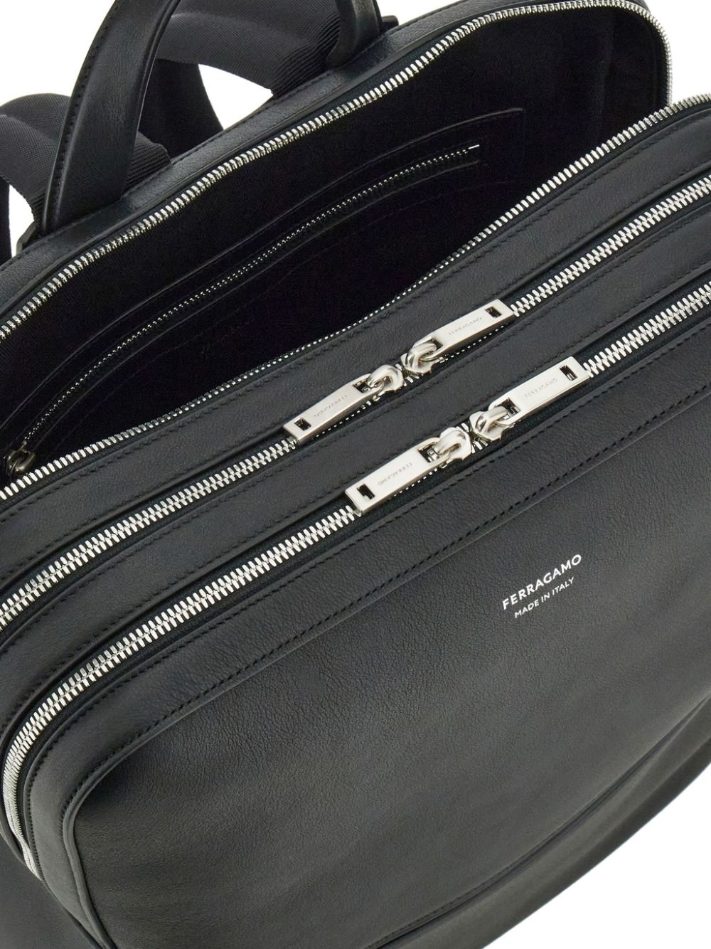 grained leather backpack - 3