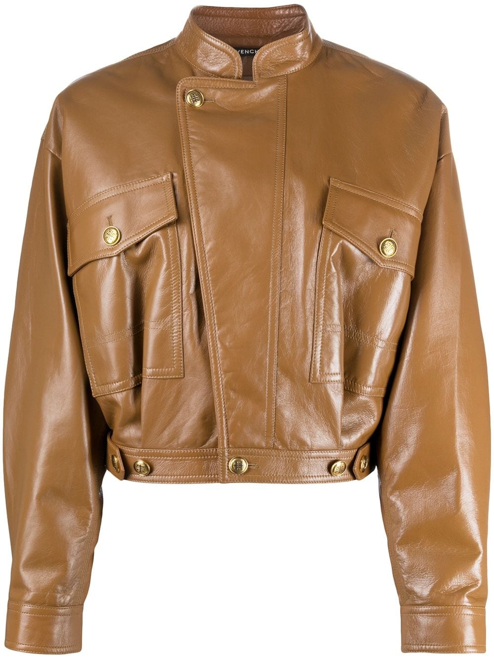 cropped lambskin jacket - 1