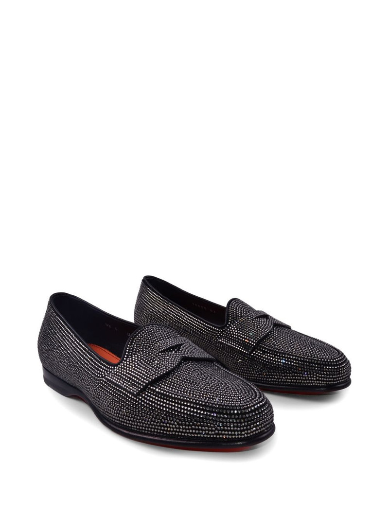 Santoni stud-embellished leather loafers outlook