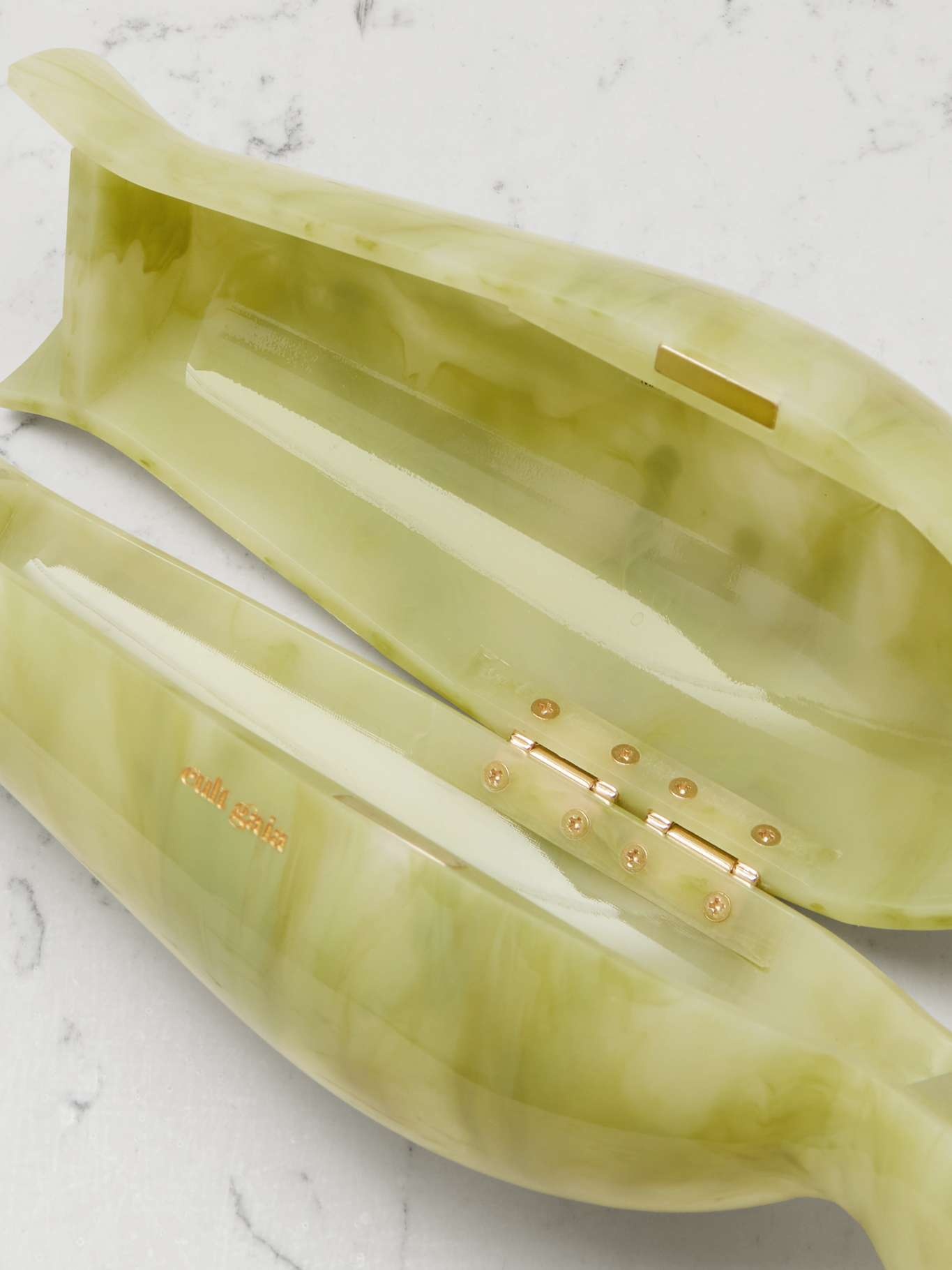 Florence marbled acrylic clutch Light green - 5