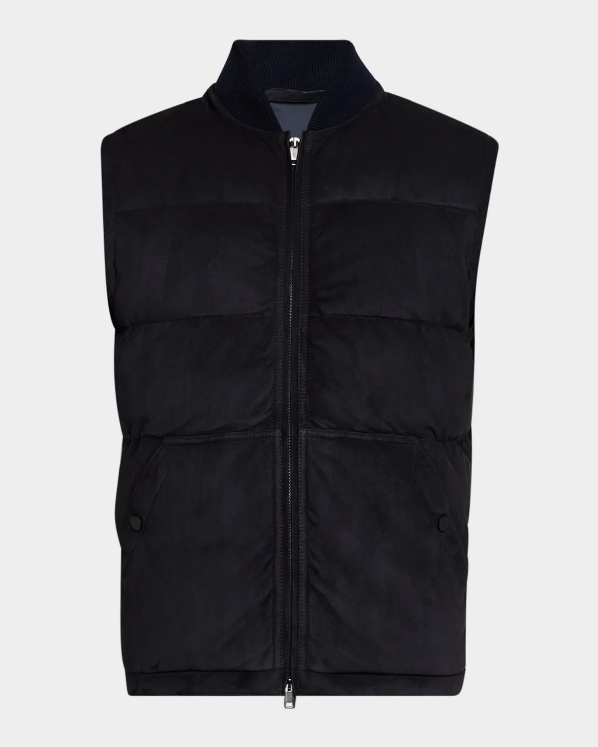 Men's Quilted Suede Full-Zip Vest - 1