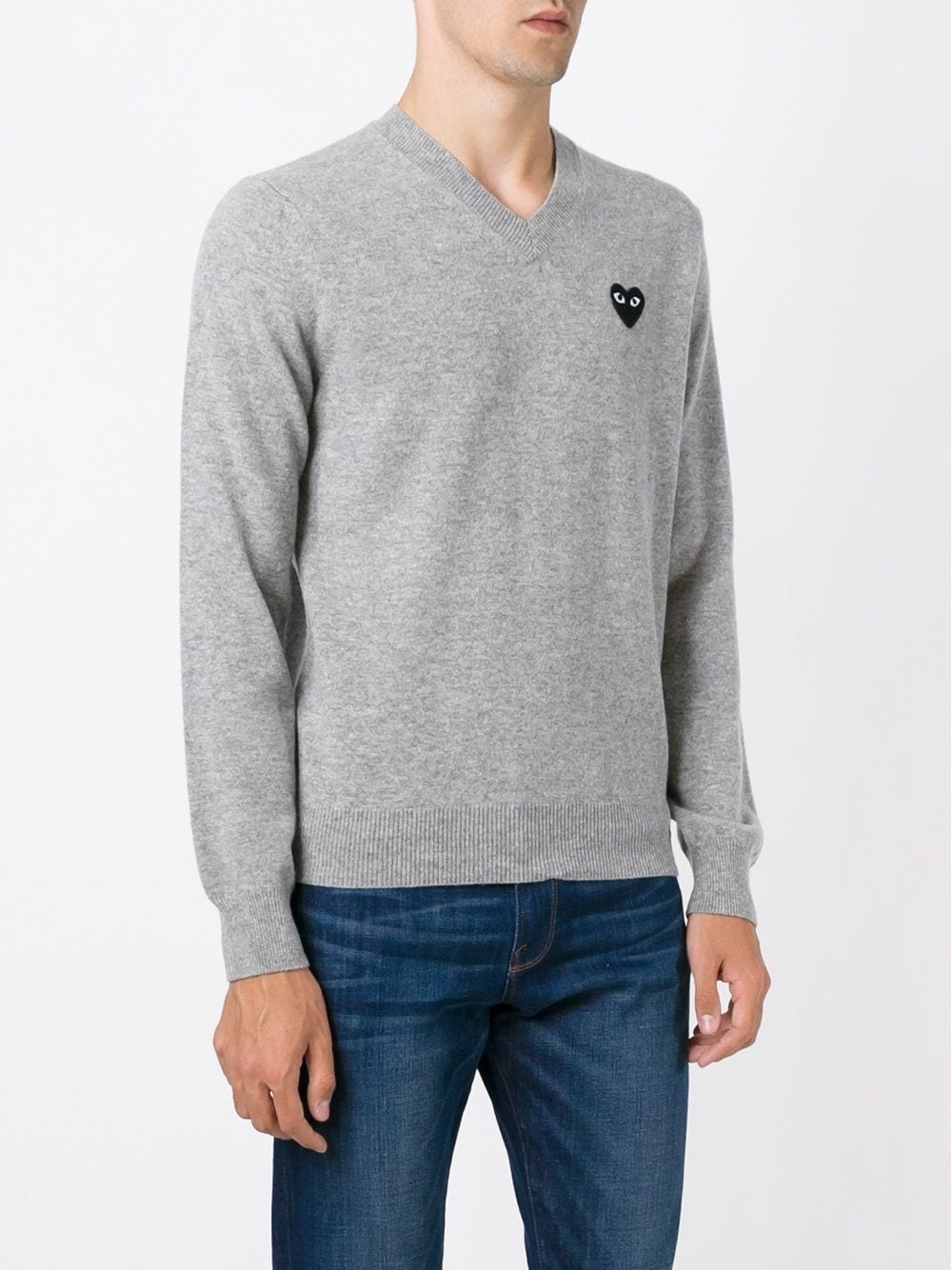 logo patch v-neck sweater - 3