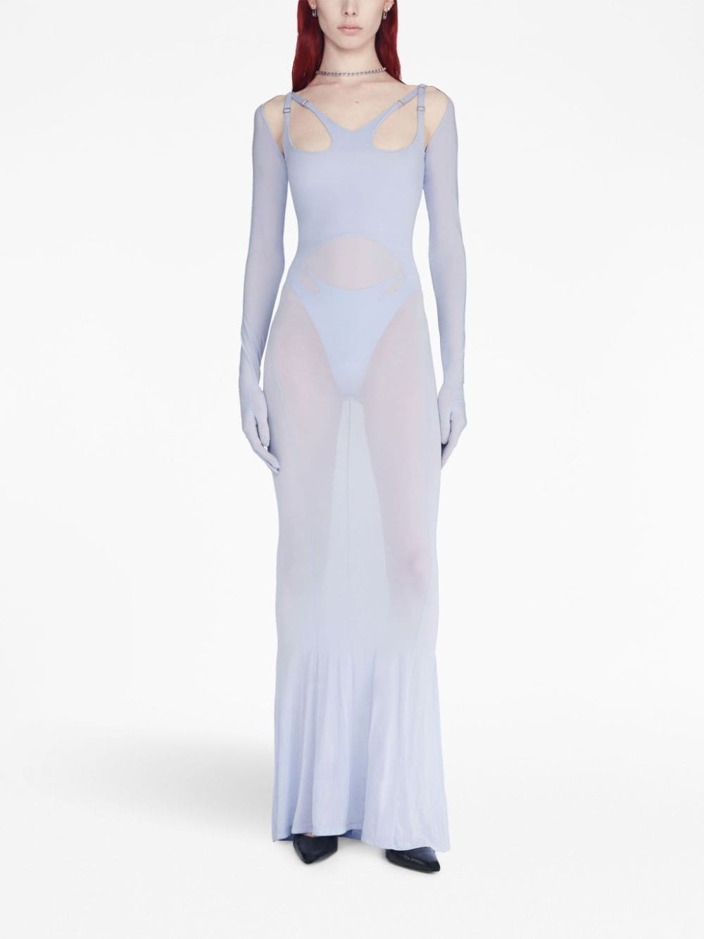 cut-out long-sleeve maxi dress - 3