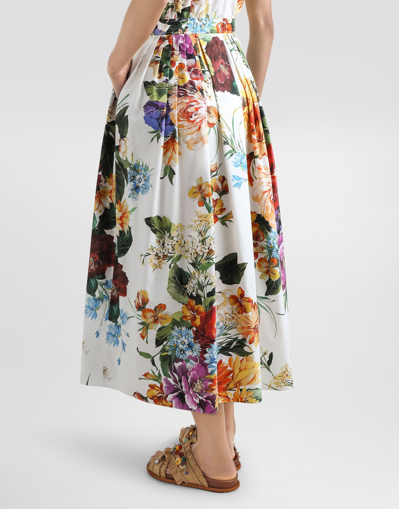 Flower bouquet-print poplin dress 5