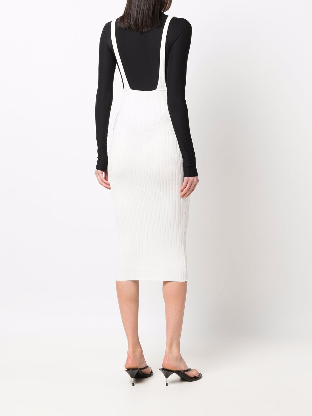 ribbed-knit pinafore skirt - 4
