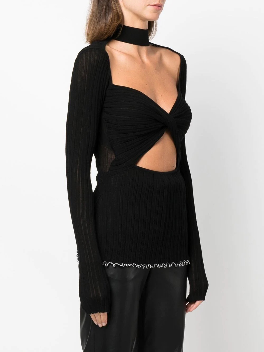 cut-out knitted top - 3