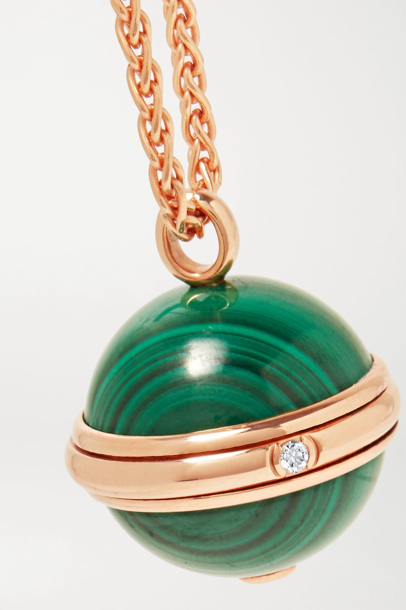 Possession 18-karat rose gold, malachite and diamond necklace - 4