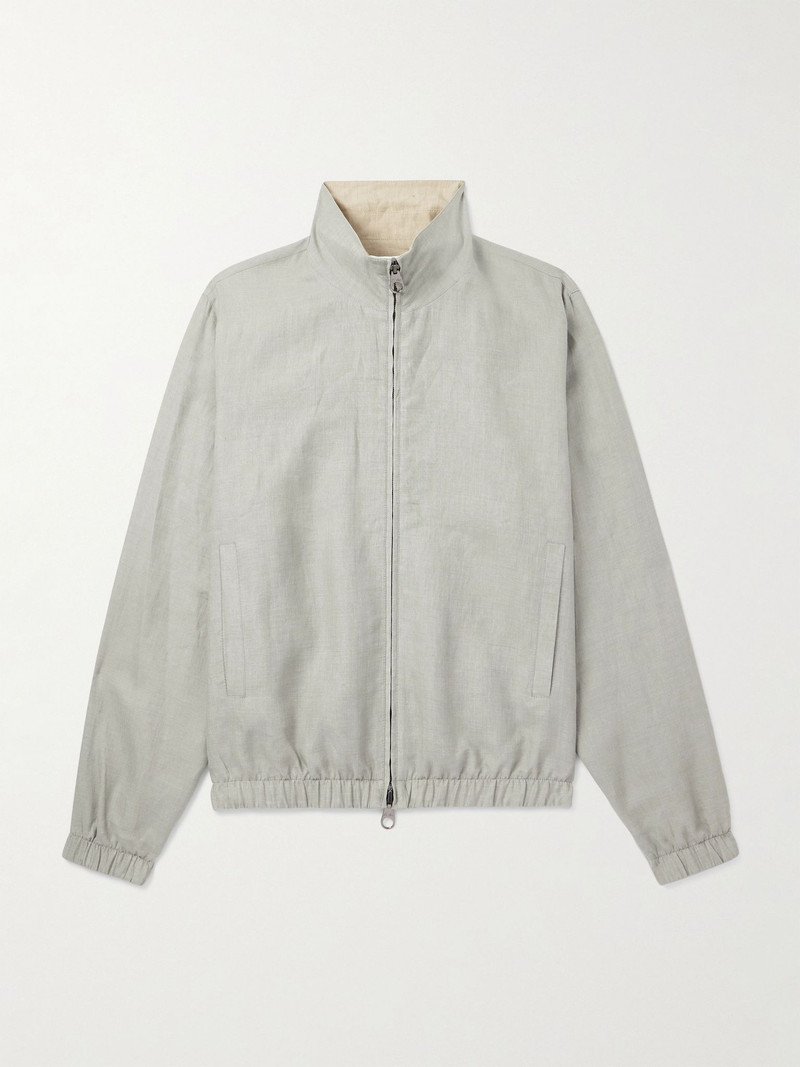 Reversible Linen Bomber Jacket Light gray 1