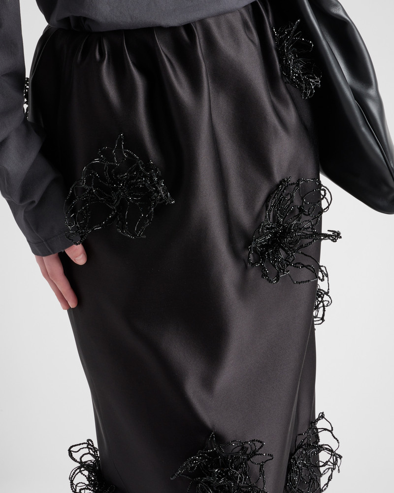 Long embroidered double satin skirt 4
