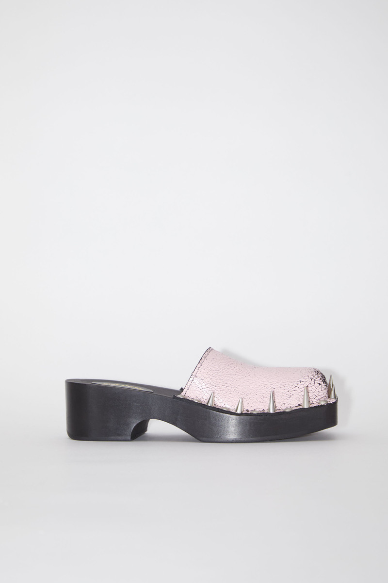 Suede leather clog sandal - Black/Pink - 1