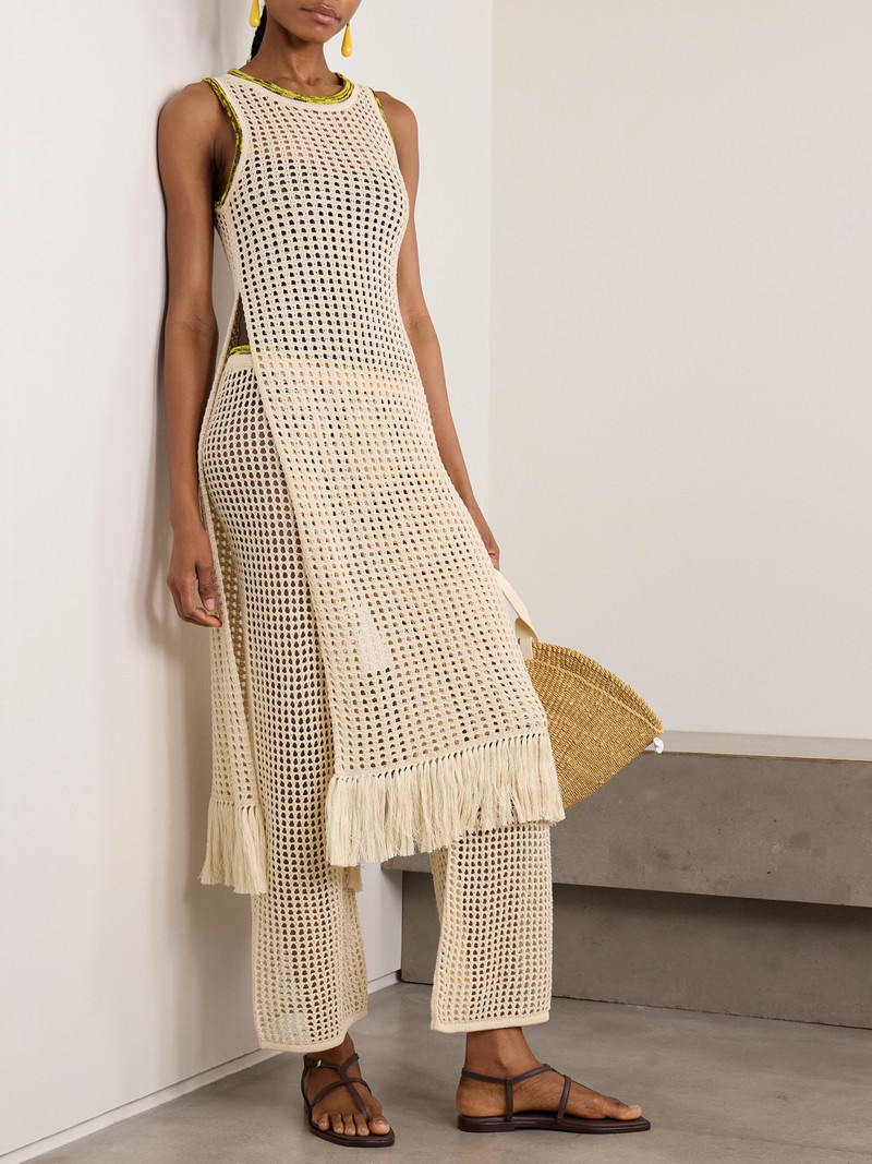ESCVDO Atuq Fringed Open-knit Cotton Midi Dress outlook